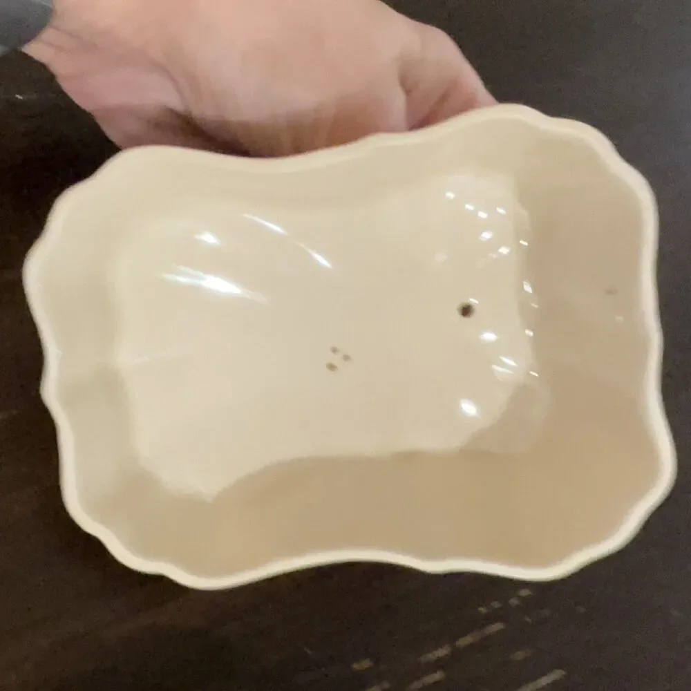 Lancaster & Sandland Ware Lidded Butter Dish Cream Gold Wheat Ceramic VG